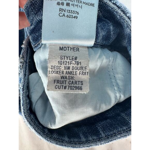 Mother Women sz 25 High Waisted Double Looker Ankle Fray Cotton Denim Skinny - Picture 11 of 16